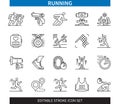 Running editable stroke icon set