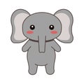 editable line, stroke, elephant. Hand Drawn vector illustration character. cute animal. Doodle cartoon style. Funny baby Royalty Free Stock Photo