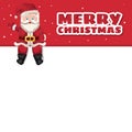 Editable merry christmas card with sitting santa claus waving