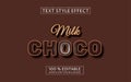 Editable milk choco text effect style illustrations