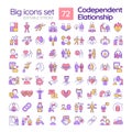 Editable multicolor big icon set for codependent relationship