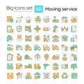 Editable multicolor big icons set for moving service