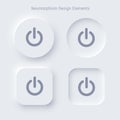 Editable neomorphism on off square and round shape power buttons set. Objects for website, mobile menu, navigation and Royalty Free Stock Photo