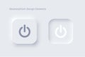 Editable neomorphism on off square shape power button set. Objects for website, mobile menu, navigation and application Royalty Free Stock Photo