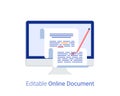 Editable online document concept.