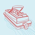 Editable Pontoon Boat Vector Illustration in Outline Style Royalty Free Stock Photo