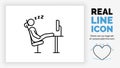Editable real line icon of an employee stick figure sleeping on the job Royalty Free Stock Photo