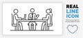 Editable real line icon of a male and female stick figure in a business meeting