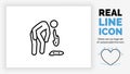 Editable real line icon of a outline stick figure feeling sick