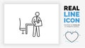 Editable real line icon of a stick figure employee in a suit Royalty Free Stock Photo