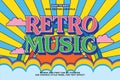 Editable retro music text effect 3d cartoon style. Editable text effect vintage music