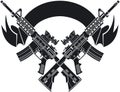 Crossed m16 assault rifles over banner Royalty Free Stock Photo