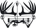 Deer antlers and hunting bow and arrow