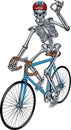 Human skeleton riding vintage racing bicycle