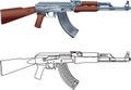 Kalashnikov ak 47 assault rifle machine gun Royalty Free Stock Photo