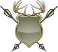 Shield, antlers and crossing hunting arrows Royalty Free Stock Photo