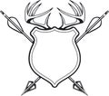 Shield, antlers and crossing hunting arrows Royalty Free Stock Photo