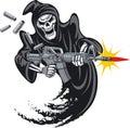 Skeleton grim reaper firing m16 assault rifle Royalty Free Stock Photo