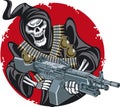 Skeleton Grim Reaper Holding Light Machine Gun