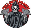 Skeleton grim reaper holding machine pistols Royalty Free Stock Photo