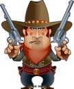 Wild west cowboy gunslinger holding two guns