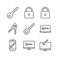 Editable Set Icon of Key Protection Royalty Free Stock Photo