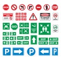 Set Street Sign, Evacuate Sign, Smoking Area / No Smoking Sign, Parking Sign, Stop, Fire Assembly Point Vector Template Royalty Free Stock Photo