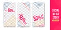 Editable social media instagram story template trendy colorful with dot halftone style for discount and promotion event