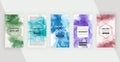 Editable social media stories banners with alcohol ink texture. Geometric shape with watercolor washes.