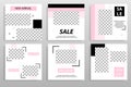 Editable black and pink square abstract geometric banner template for social media post