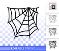Editable stroke Spider web thin line icon Royalty Free Stock Photo