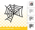 Editable stroke Spider web thin line icon Royalty Free Stock Photo