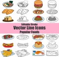 Editable Stroke Vector Line Icons - Popular Foods Pack