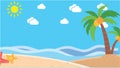 Editable Summer Beach Landscape With Flat Style Vector Illustration for Vacation or Children Book Illustration and Summer Seasonal
