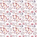 Summer flower with purple and red color seamless pattern Royalty Free Stock Photo