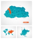 Editable template of map of Bhutan Royalty Free Stock Photo
