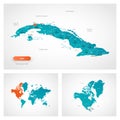 Editable template of map of Cuba Royalty Free Stock Photo