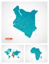 Editable template of map of Kenya