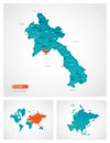Editable template of map of Laos Royalty Free Stock Photo