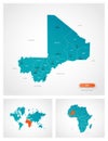 Editable template of map of Mali