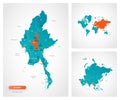 Editable template of map of Myanmar - Burma