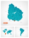 Editable template of map of Uruguay Royalty Free Stock Photo