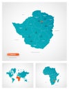 Editable template of map of Zimbabwe