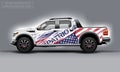 Editable template for wrap SUV with Usa flag decal. Hi-res vector graphics