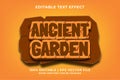 Editable text effect - Ancient Garden 3d template style premium vector