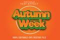 Editable text effect autumn week with comic style