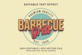 Editable text effect Barbecue Grill 3d Vintage Cartoon template style premium vector