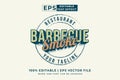 Editable text effect barbecue smoke logo 3d vintage style premium vector