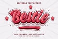 Editable text effect -Bestie 3d Cartoon Cute template style premium vector Royalty Free Stock Photo