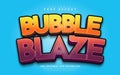 editable text effect bubble blaze, 3d style text Royalty Free Stock Photo